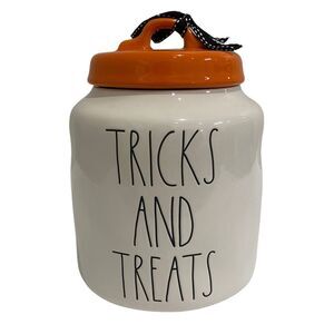RAE DUNN Halloween Ceramic Tricks And Treats Canister Cookie Jar - DECOR